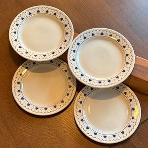 OXFORD - Vintage Brazil Blue Hearts Pattern Side Plates